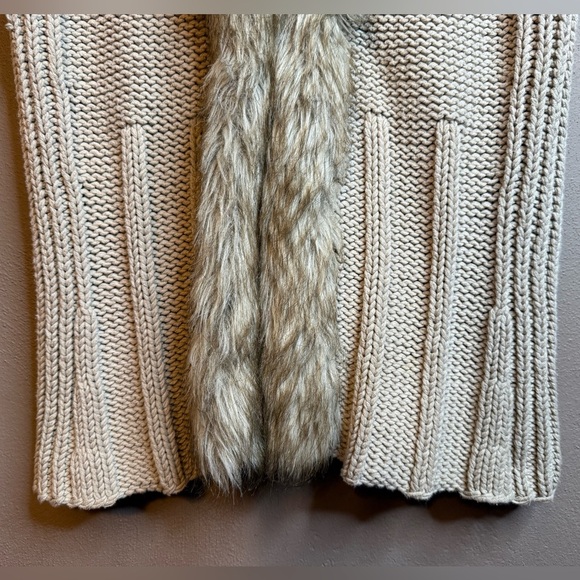 Tribal Faux Fur Trim Chunky Knit Cotton Blend Sweater Vest Jacket Womens XL - Picture 8 of 14